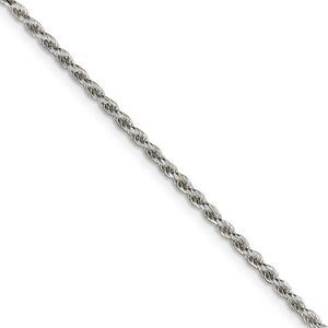 1.75mm Sterling Silver, Diamond Cut Rope Chain Necklace, 16 Inch